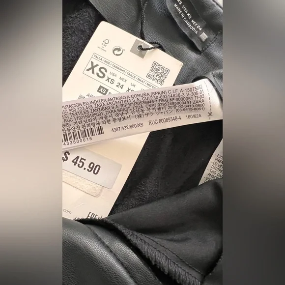 NWT Zara faux leather straight leg pants XS - Picture 10 of 10